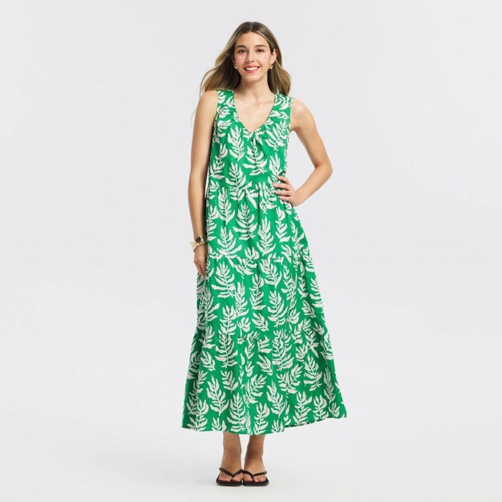 Women's Tiered Maxi Dress - A New Day Green Leaf M